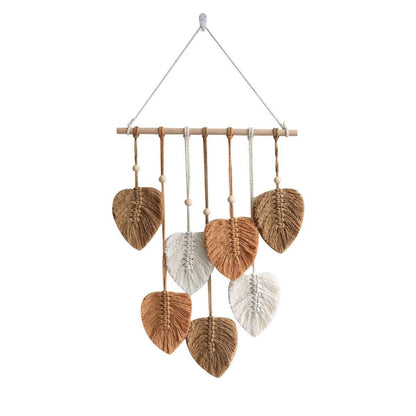 Handmade Braided Cotton Rope Leaves Wall Hanging Home Decoration Ornament - Pink