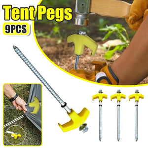 9PCS High Strength Carbon Steel Tent Stakes Outdoor Camping Pegs M8x200 Durable