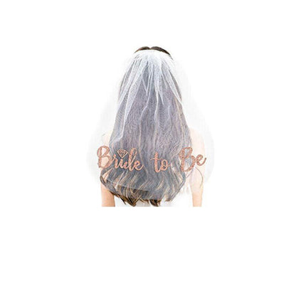 Bride To Be Hen Veil Sash Tiara Hens Night Bridal Shower Kitchen Tea Accessories - Rose Gold Tiara