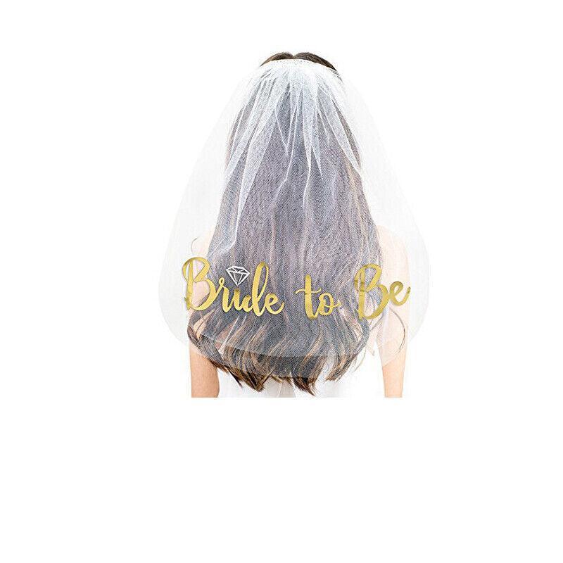 Bride To Be Hen Veil Sash Tiara Hens Night Bridal Shower Kitchen Tea Accessories - Rose Gold Tiara