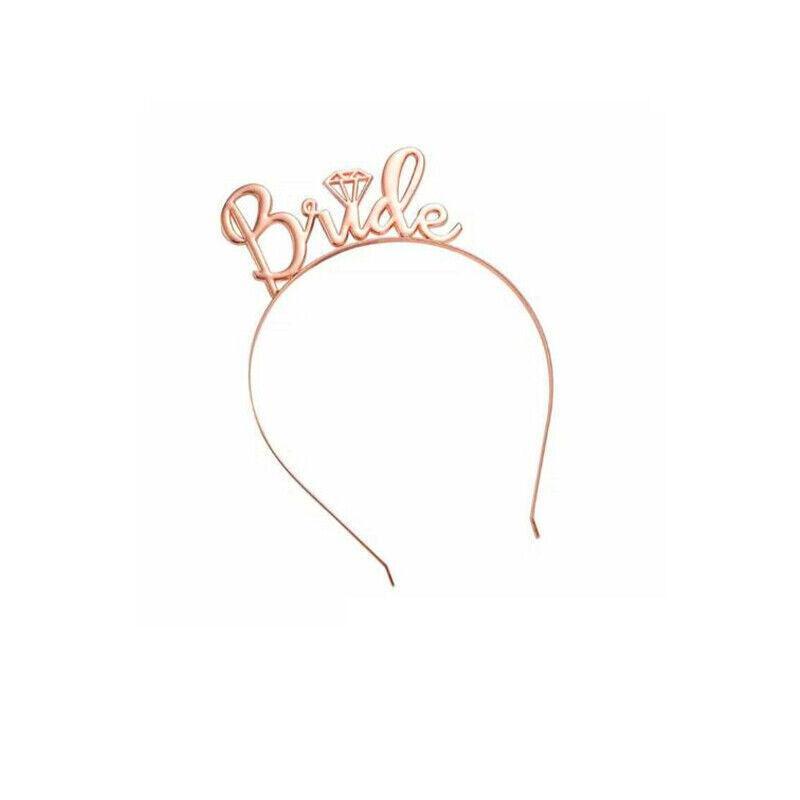 Bride To Be Hen Veil Sash Tiara Hens Night Bridal Shower Kitchen Tea Accessories - Rose Gold Tiara