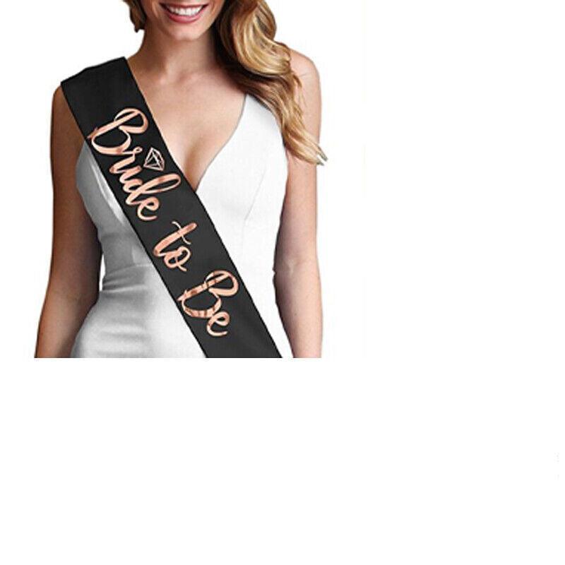Bride To Be Hen Veil Sash Tiara Hens Night Bridal Shower Kitchen Tea Accessories - Rose Gold Tiara