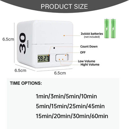 Cubic Timer for Students Time Management Study Exercise Reminder Tool Adjustable - 15-20-30-60
