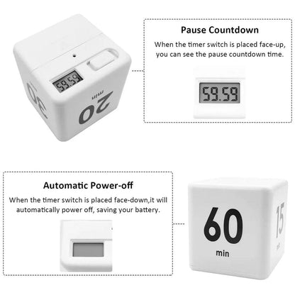 Cubic Timer for Students Time Management Study Exercise Reminder Tool Adjustable - 25-5-45-15