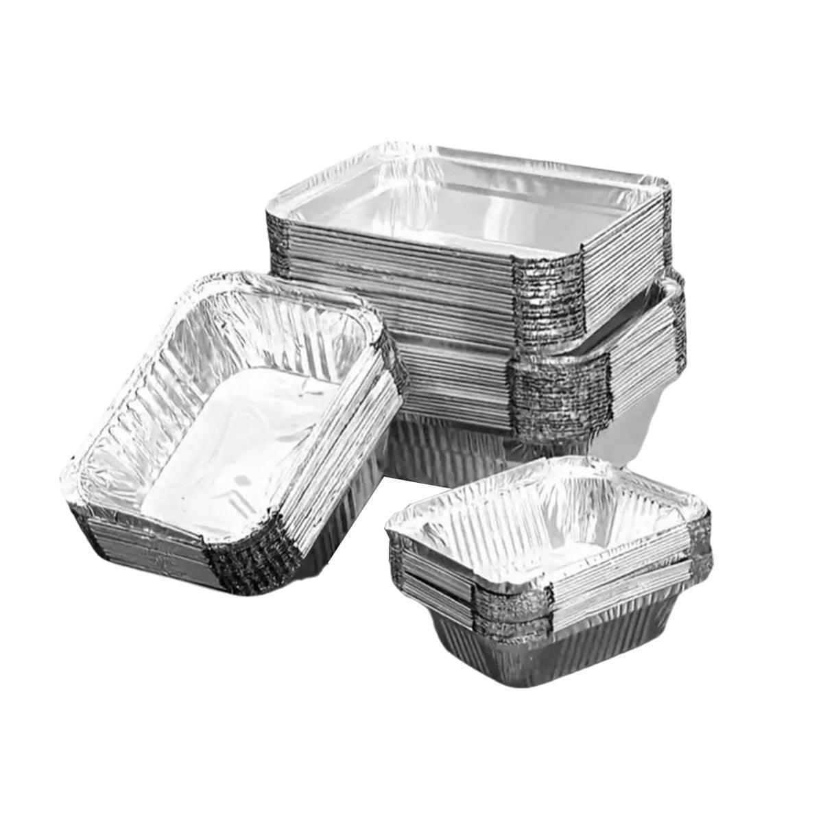 125PCS Disposable Quadrate Tin Foil Pans Oven Grill Safe Non-Stick Baking Trays - 125pcs-700ml