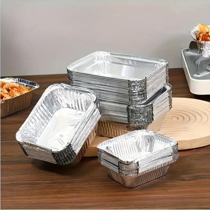 125PCS Disposable Quadrate Tin Foil Pans Oven Grill Safe Non-Stick Baking Trays - 125pcs-700ml