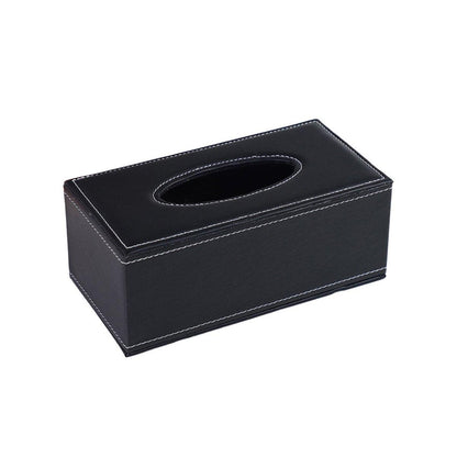 High - End PU Leather Tissue Box Holder for Hotel Home Office Decor Elegant Design - Black Woven Pattern - Factory Direct Shop