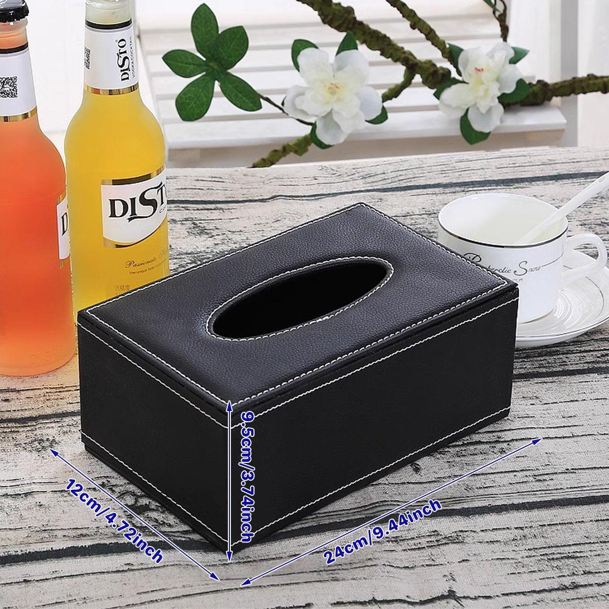 High - End PU Leather Tissue Box Holder for Hotel Home Office Decor Elegant Design - Black Buttons - Factory Direct Shop