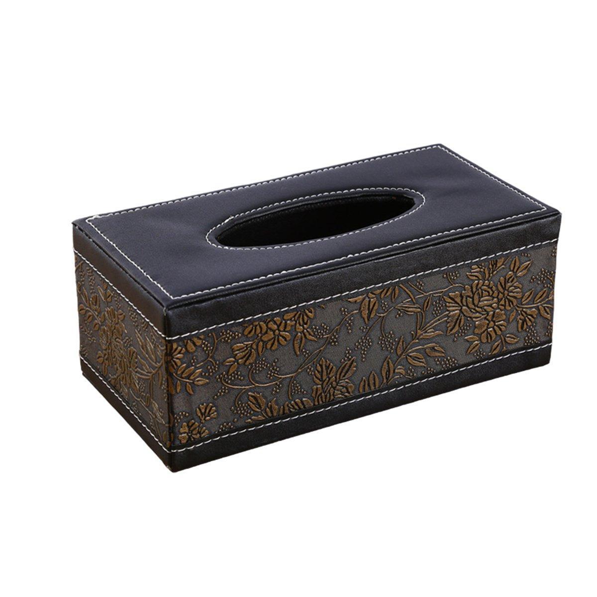 High - End PU Leather Tissue Box Holder for Hotel Home Office Decor Elegant Design - Black Buttons - Factory Direct Shop