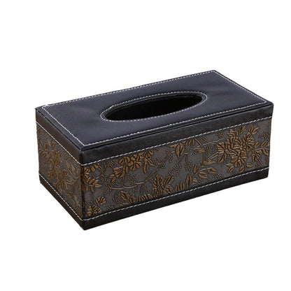 High - End PU Leather Tissue Box Holder for Hotel Home Office Decor Elegant Design - Black Buttons - Factory Direct Shop