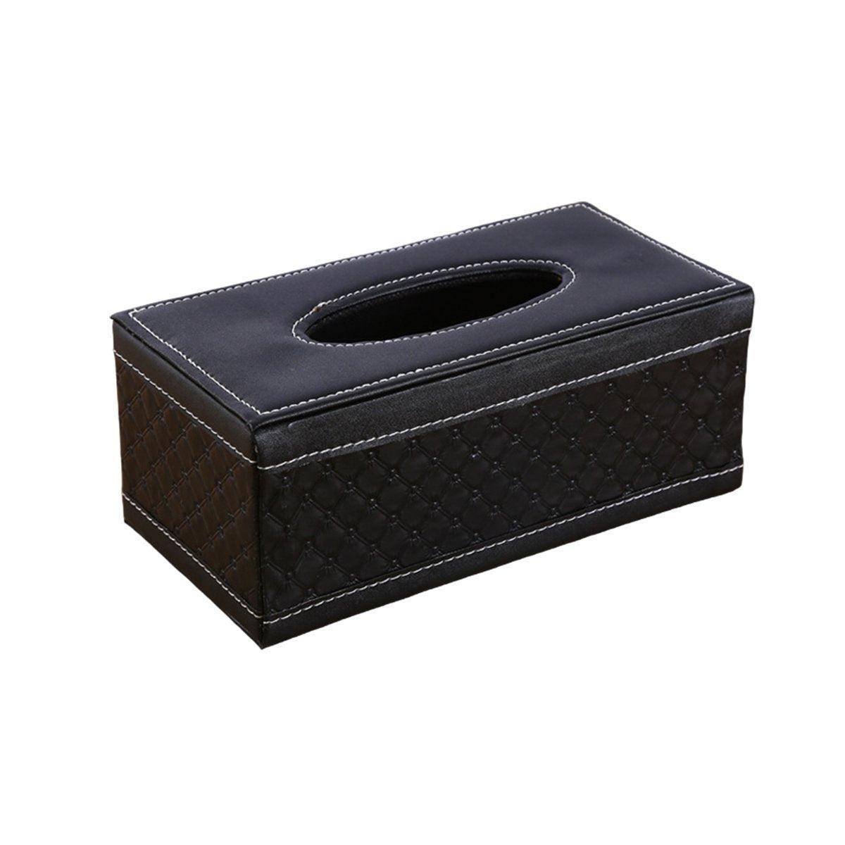 High - End PU Leather Tissue Box Holder for Hotel Home Office Decor Elegant Design - Black Buttons - Factory Direct Shop