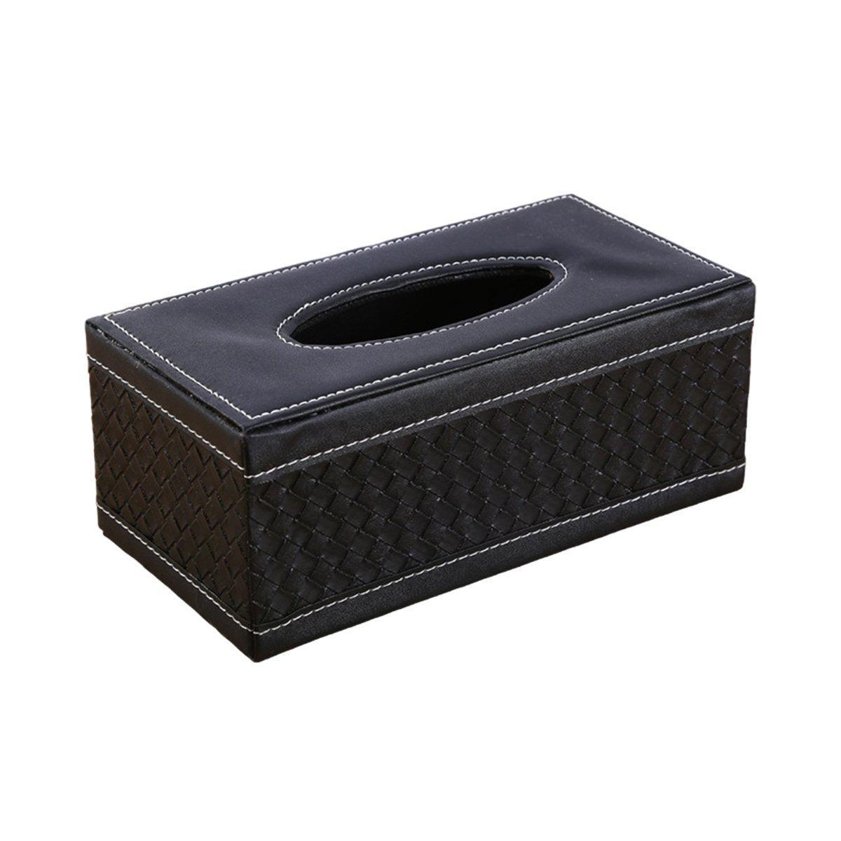 High - End PU Leather Tissue Box Holder for Hotel Home Office Decor Elegant Design - Black Buttons - Factory Direct Shop