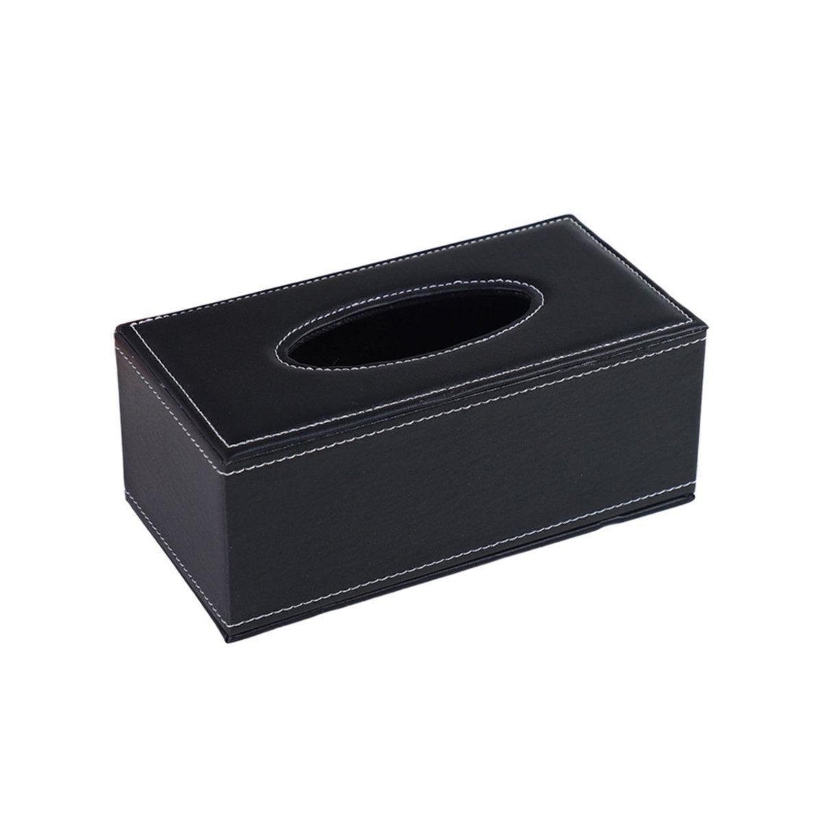 High - End PU Leather Tissue Box Holder for Hotel Home Office Decor Elegant Design - Black Buttons - Factory Direct Shop