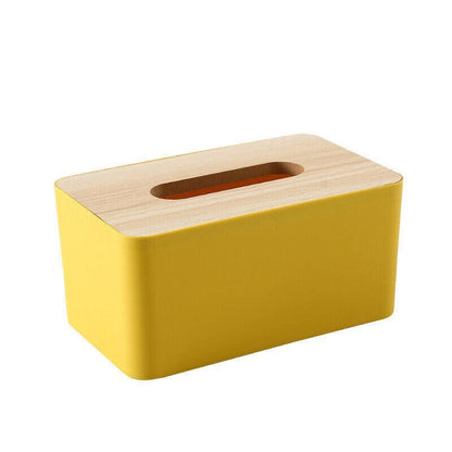 Wooden Lid Tissue Storage Box Dispenser for Napkins Desk Paper Holder Organiser - White - Factory Direct Shop