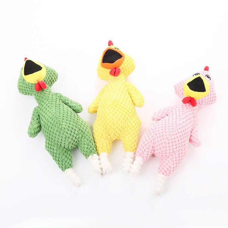 Squeaky Dog Toys Puppy Pet Chew Rope Squeaker Crinkle Rope Plush Toy Teething Au - Light Pink Rabbit