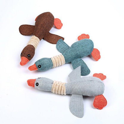 Squeaky Dog Toys Puppy Pet Chew Rope Squeaker Crinkle Rope Plush Toy Teething Au - Light Pink Rabbit