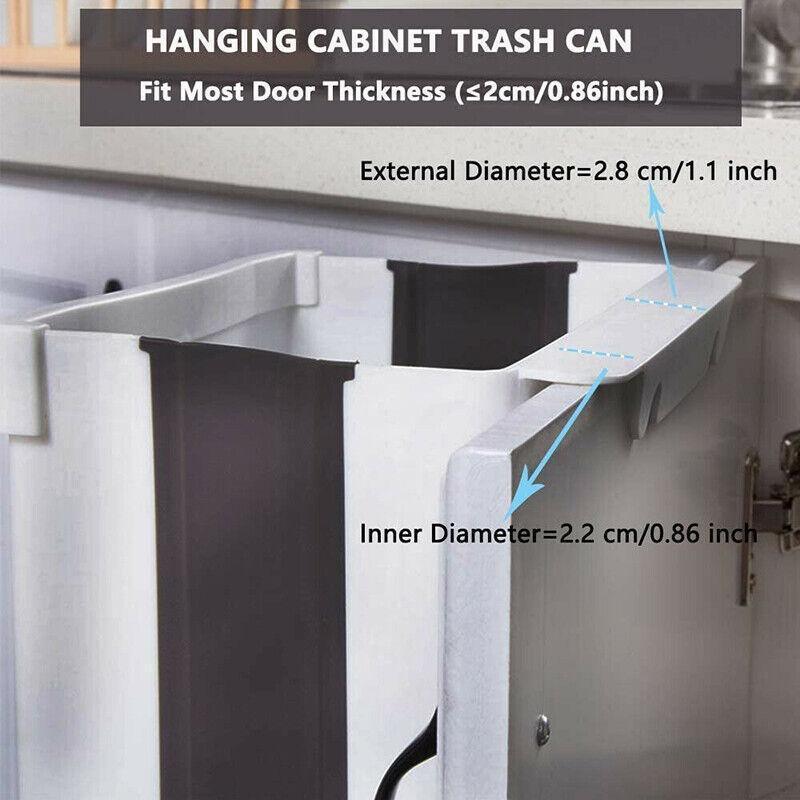 9L Hanging  Bin Wall Mounted Folding Waste Bin Kitchen Dining Cabinet Trash Can - Khaki