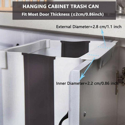 9L Hanging  Bin Wall Mounted Folding Waste Bin Kitchen Dining Cabinet Trash Can - Khaki