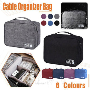 Cable Organizer Bag Charger Usb Electronic Accessories Storage Travel Case Au - Navy