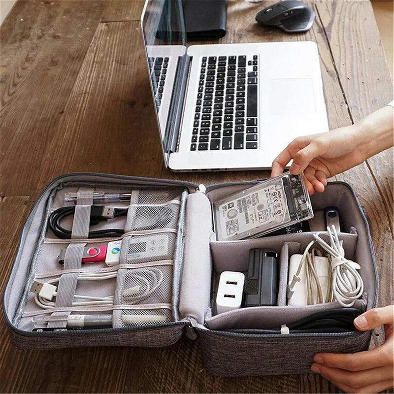 Cable Organizer Bag Charger Usb Electronic Accessories Storage Travel Case Au - Navy