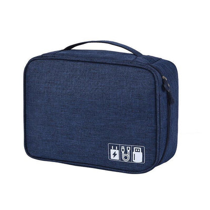 Cable Organizer Bag Charger Usb Electronic Accessories Storage Travel Case Au - Navy