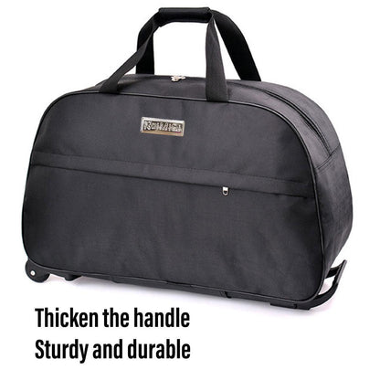 Wheeled Travel Duffle Trolley Bag Carry On Rolling Luggage Suitcase Tote Durable - Black-24in