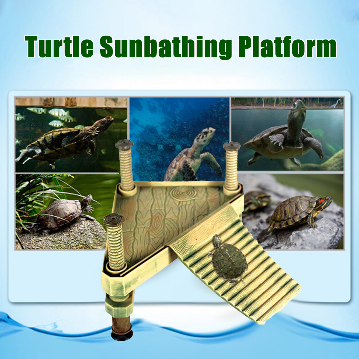 Floating Turtle Platform with Climbing Ramp for Aquariums and Reptile Tanks