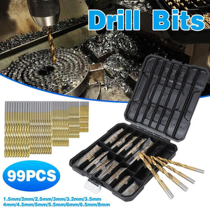 99X HSS Titanium Drill Bit Tool Set 1.5-8mm Twist Drill For Wood Metal Grooving