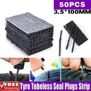 Tyre Repair Plugs tubeless seal plugs strip with packaging and usage instructions