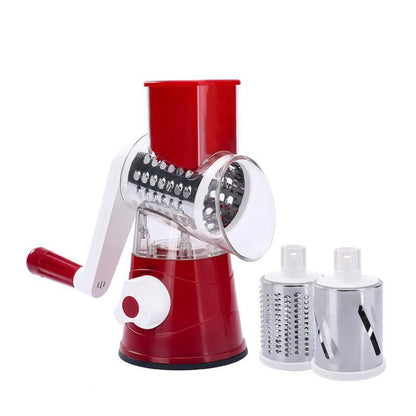 Kitchen Vegetable Fruit Slicer Cutter Shredder Food Manual Rotary Grater Chopper - Blue