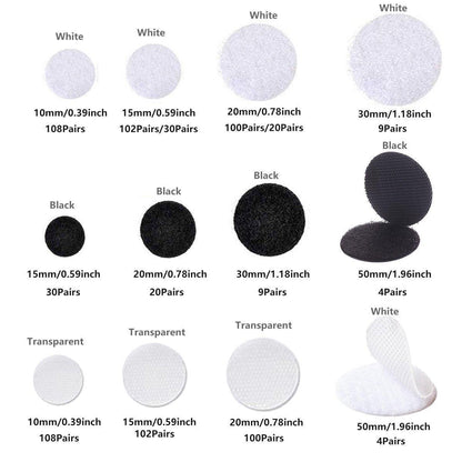 Strong Sticky Round Self Adhesive Dots DIY Bond Tape No Mark Fasteners - White 9 Pairs - 30mm