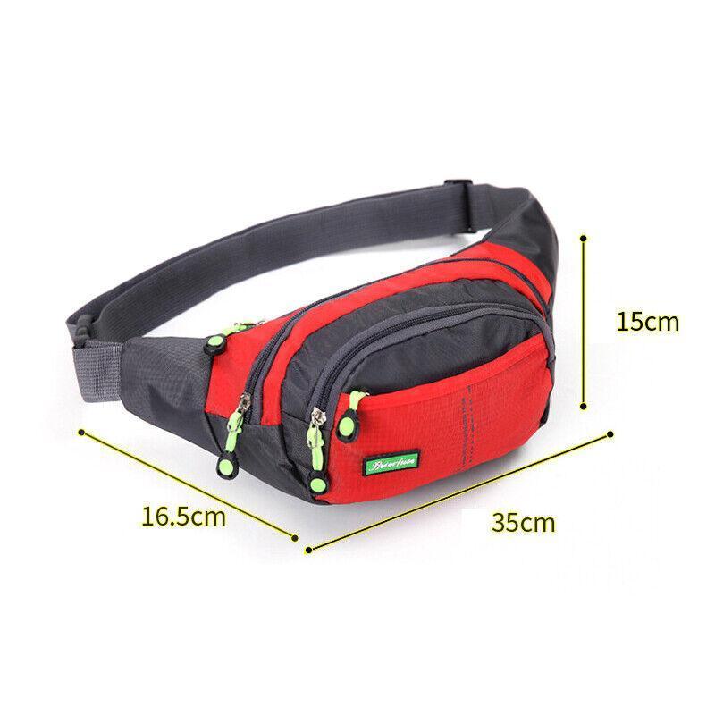 Fanny Pack Zip Pouch Hiking Climbing Sport Bum Waist Bag - Black