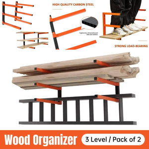 2PCS Wall Mounted Folding Storage Rack Carbon Steel Multi-Layer Organizer