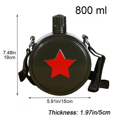 Outdoor Red Five Star Water Bottle Portable Camping Hiking Travel Water Bottle