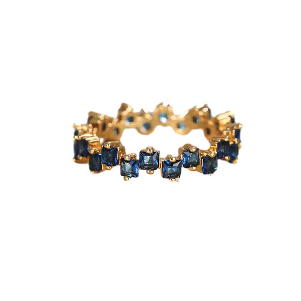 Square Design 1.2ct Simulated Diamond Women Engagement Ring Rose Gold Plated - Water Blue-Size 6