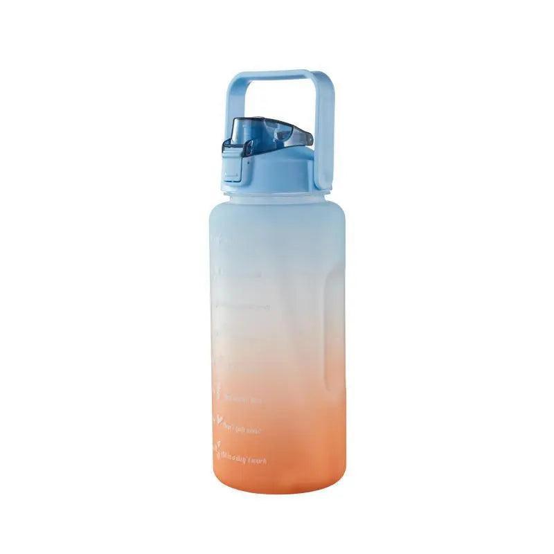 2L Large Water Bottle Straw Time Gradient Cup Fitness Jugs Sport Gym Training - Green - Factory Direct Shop