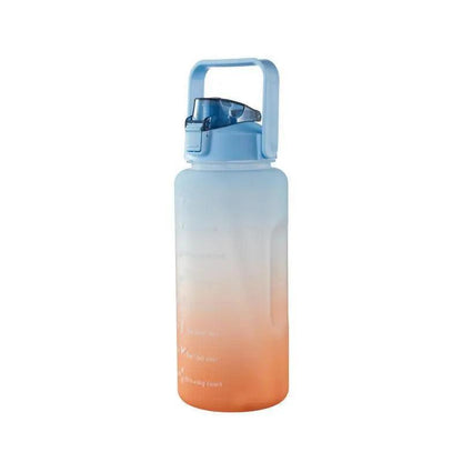 2L Large Water Bottle Straw Time Gradient Cup Fitness Jugs Sport Gym Training - Green - Factory Direct Shop