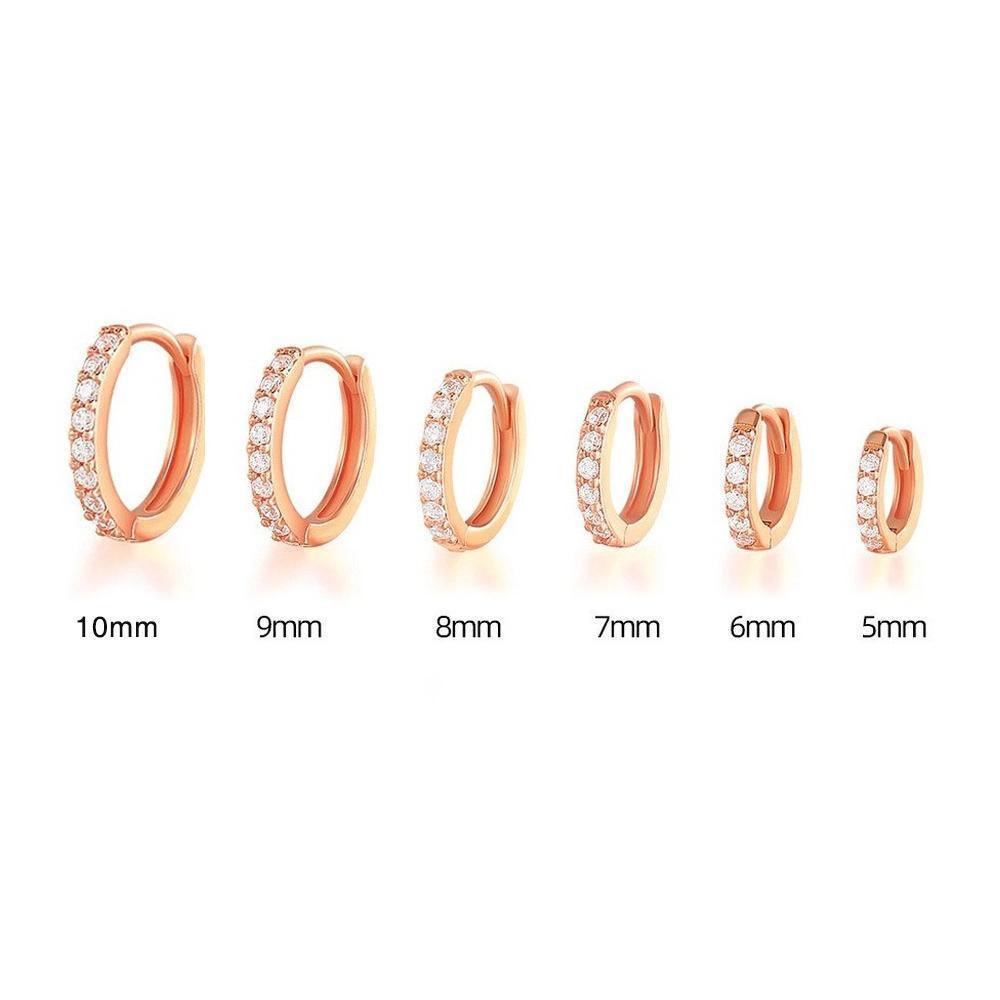 7sizes Hoop Earring Silver Zirconia Ear Huggie Hoop Cartilage Piercing Jewellery - Silver-10mm