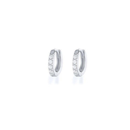 7sizes Hoop Earring Silver Zirconia Ear Huggie Hoop Cartilage Piercing Jewellery - Silver-10mm