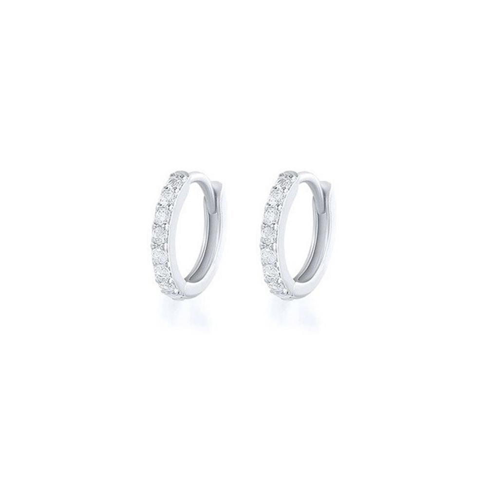 7sizes Hoop Earring Silver Zirconia Ear Huggie Hoop Cartilage Piercing Jewellery - Silver-10mm