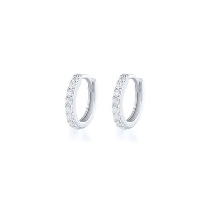 7sizes Hoop Earring Silver Zirconia Ear Huggie Hoop Cartilage Piercing Jewellery - Silver-10mm