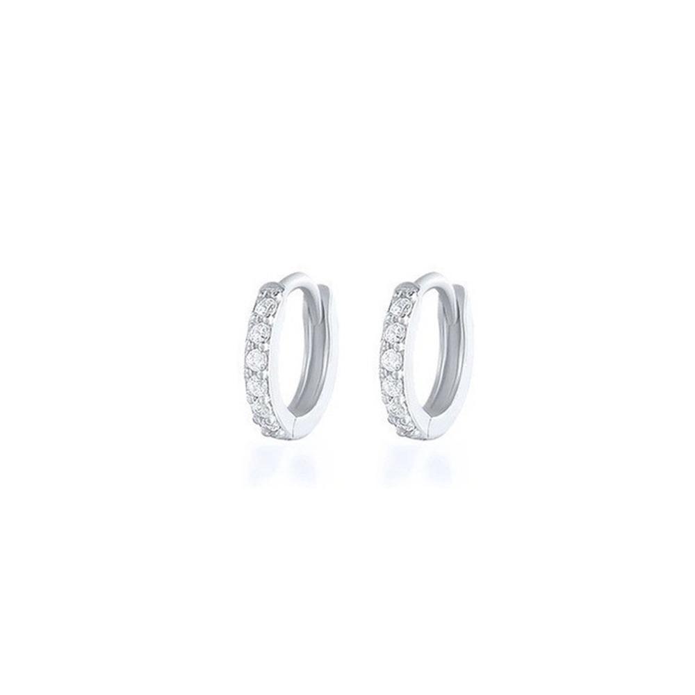 7sizes Hoop Earring Silver Zirconia Ear Huggie Hoop Cartilage Piercing Jewellery - Silver-12mm