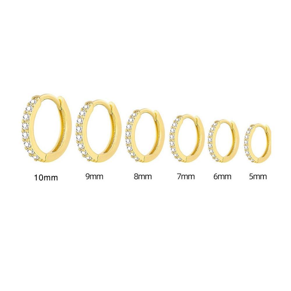 7sizes Hoop Earring Silver Zirconia Ear Huggie Hoop Cartilage Piercing Jewellery - Silver-9mm