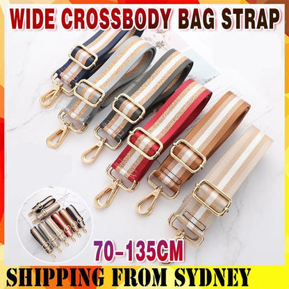 New Crossbody Bag Handbag Belt Satchel Wide Adjustable Canvas Shoulder Strap - Black