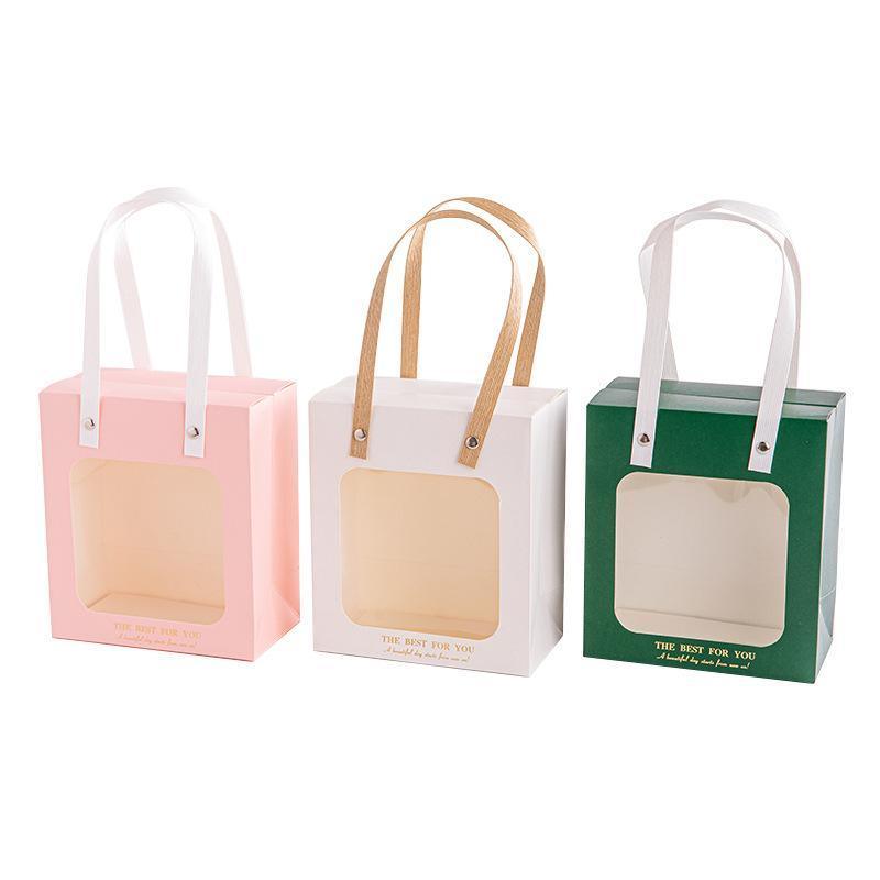 20pcs Translucent Gift Bags Packaging Tote Birthday Party Favors Candy Bags - Green-M Size