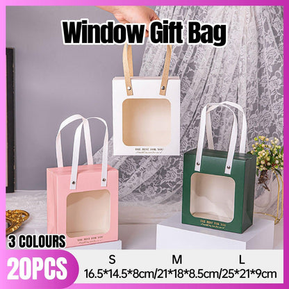 20pcs Translucent Gift Bags Packaging Tote Birthday Party Favors Candy Bags - Pink-M Size