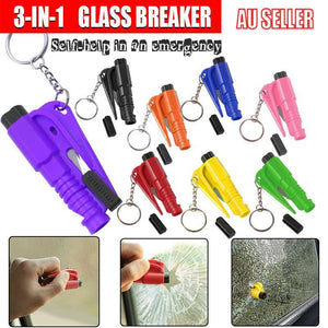 3 In 1 Car Window Glass Breaker Emergency Escape Tool with Cutter - Black