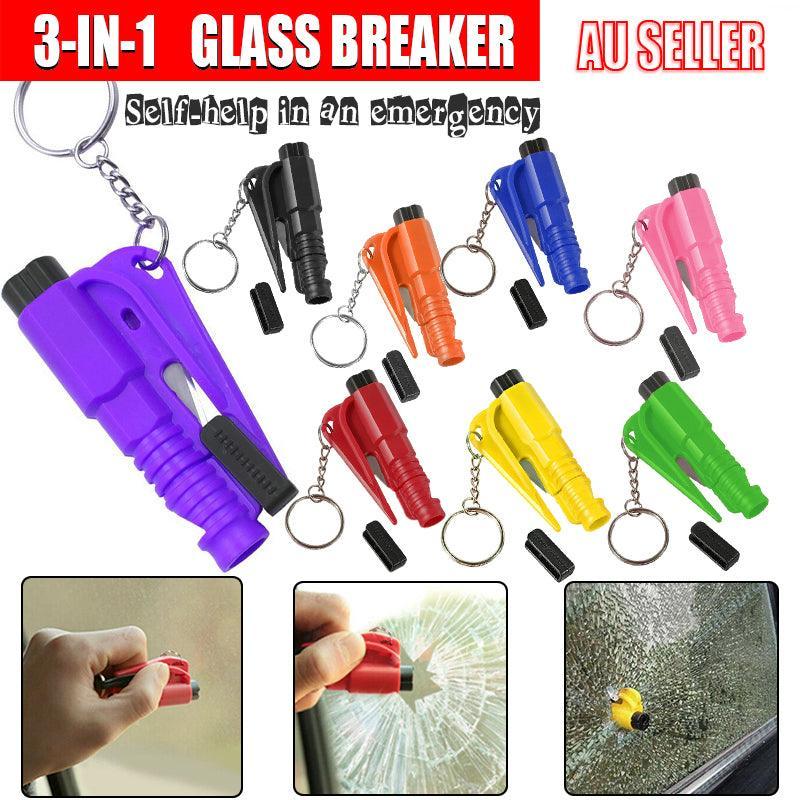 3 In 1 Car Window Glass Breaker Emergency Escape Tool with Cutter - Black