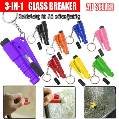 3 In 1 Car Window Glass Breaker Emergency Escape Tool with Cutter - Black