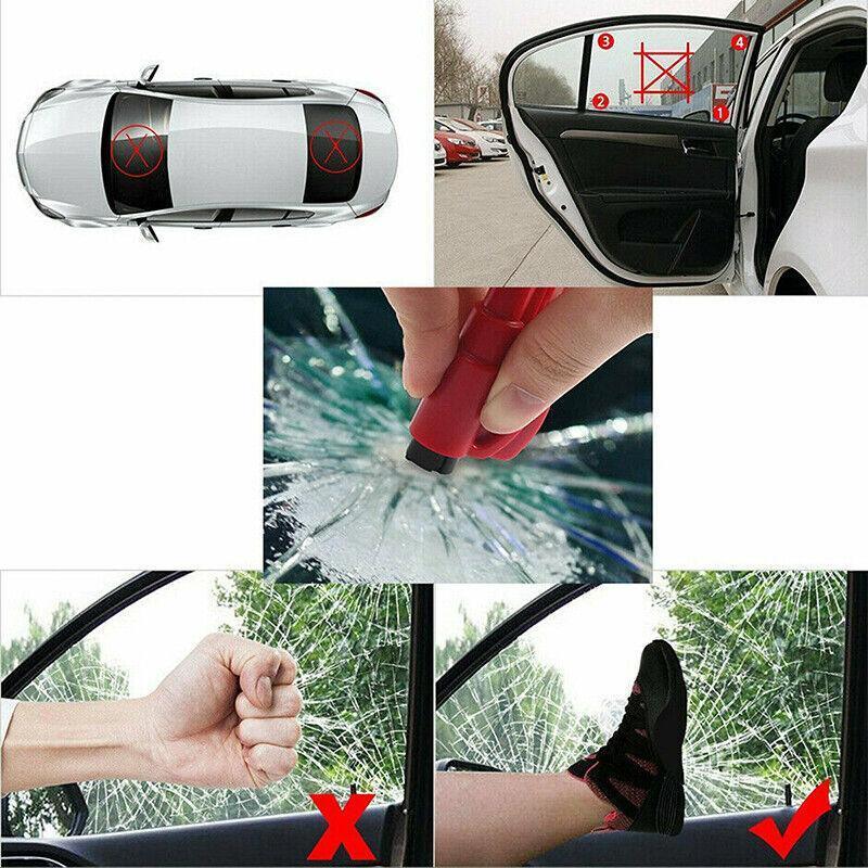 3 In 1 Car Window Glass Breaker Emergency Escape Tool with Cutter - Black
